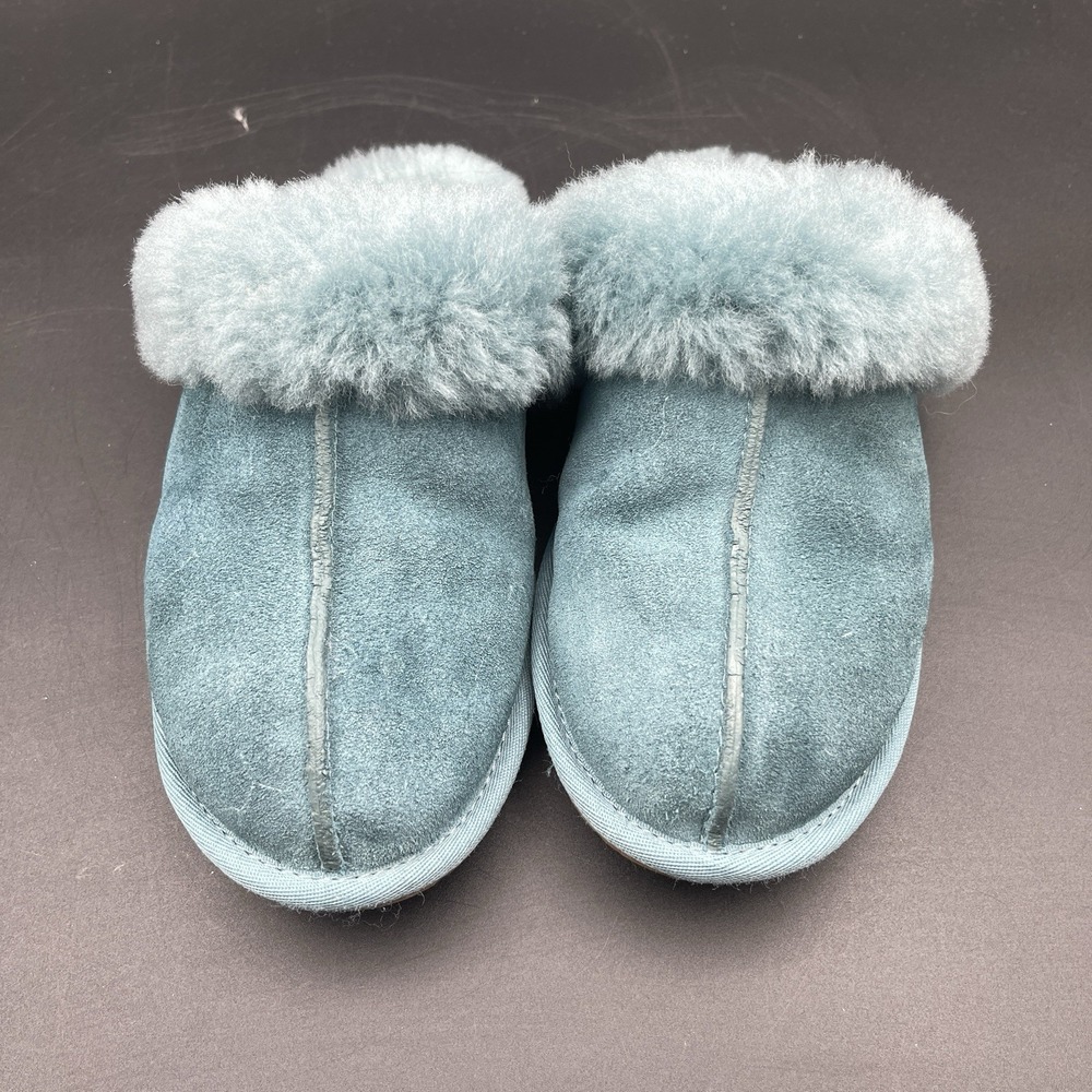 UGG Scuffette II Slippers Blue Suede Sheepskin Womens 7 House Shoes - Picture 2 of 9